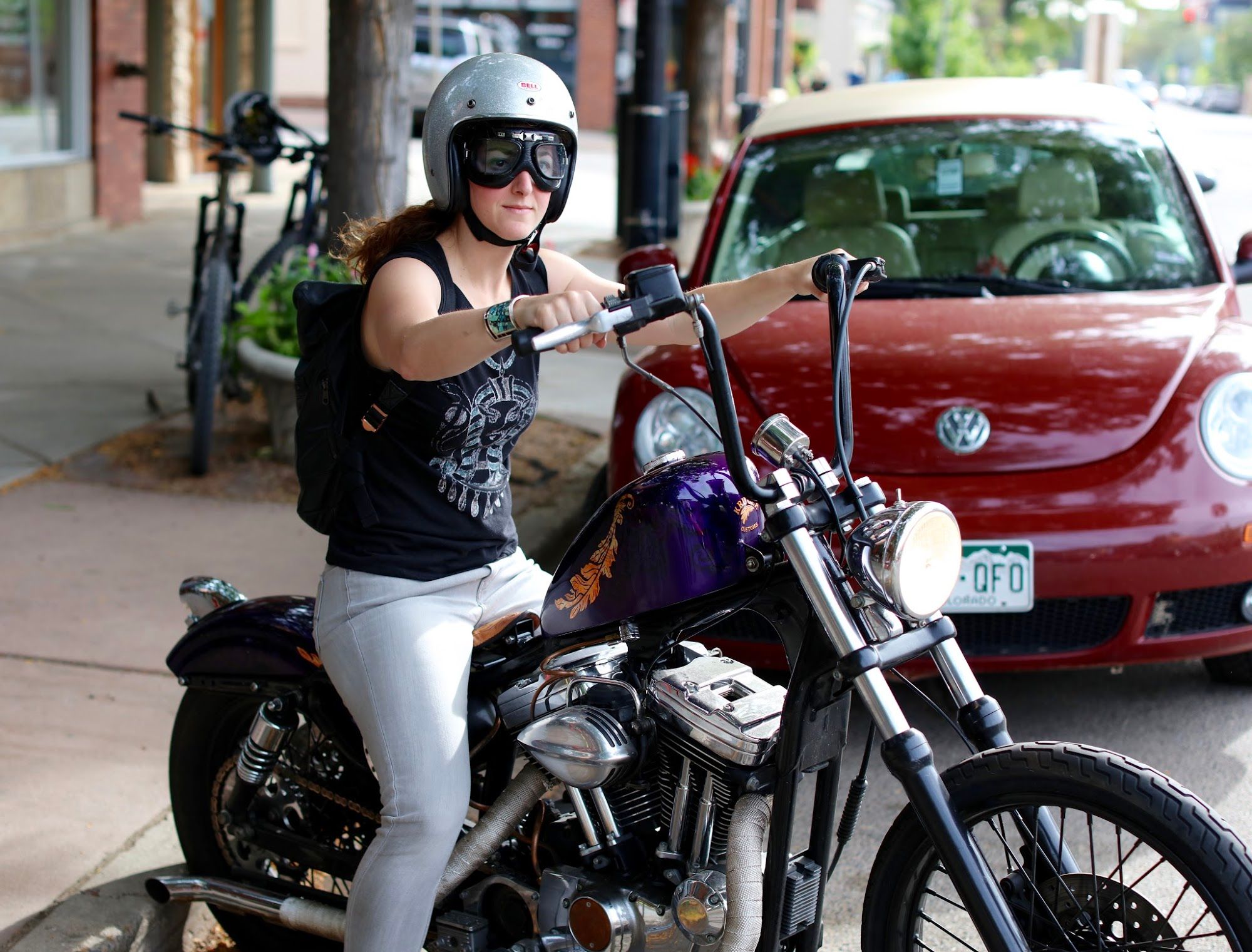 Biker Chic. She thundered in during morning coffee meetings and graciously let me take her picture. #badass